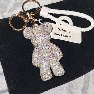 Natasha Crystal Bear Bag Charm,  Keychain  fob